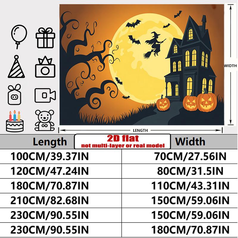 Party Backdrop Halloween Flat Banners Spooky Night Scenery Moonlit Haunted House Event Backdrop Decoration Front Door Decor