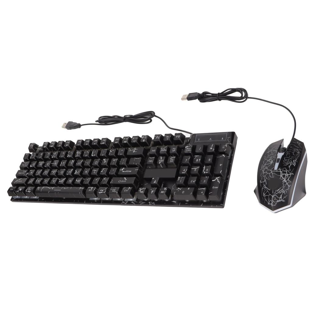 USB Keyboard Mouse Combo Good Resilience Crack Colorful Backlight 104 Keys Clear Characters Gaming