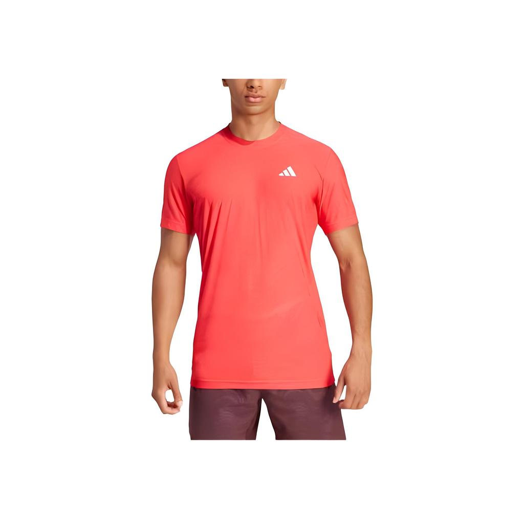 adidas T-shirt da Tennis Climacool FreeLift FLFT Serie Pro Comoda Semplice Girocollo Manica Corta Uomo Top Semitrasparente-Rosso JE3508