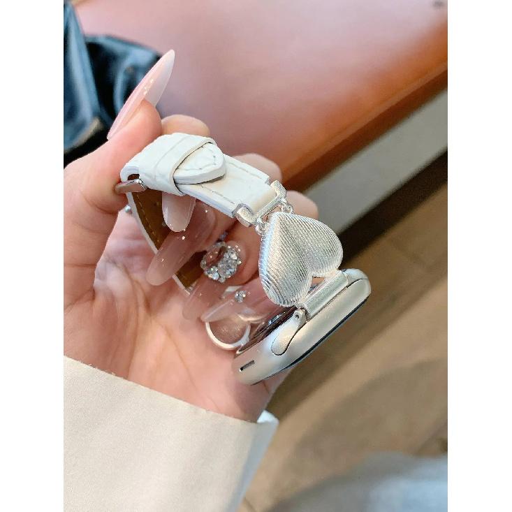 Retro heart-shaped leather Strap For Apple Watch band women 40mm 41mm 38mm 42mm 44mm 45mm 46mm starp