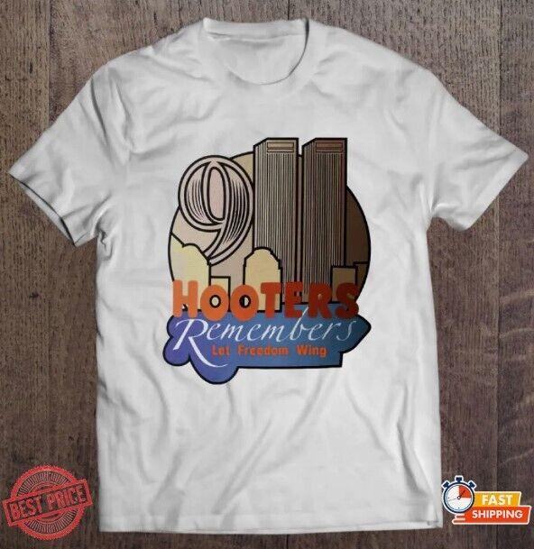 911 Hooters Помнит Пусть Свобода Крылья День Патриота Футболка белая новая лучшая футболка Унисекс Футболка L