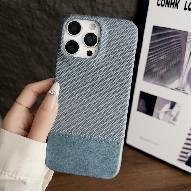 For iPhone 16 Pro Max 15 Pro 14 Plus 13 12 Shell Cover Luxury Splicing Leather Hard PC Shockproof Slim Phone Case