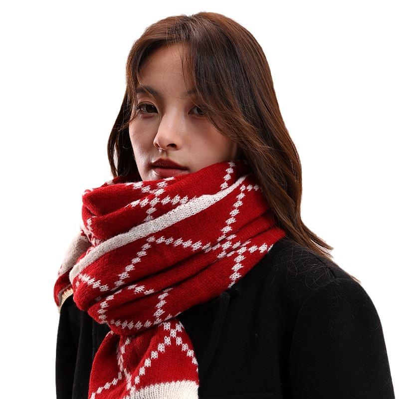 Retro Couple Scarf Women's Winter Thickened Warm High-end Boys Birthday Gift Scarf