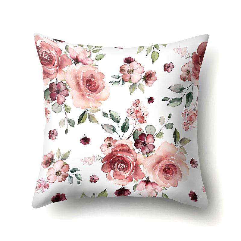 Polyester Kissenbezug Dekorative Blumen Haus Pflanze Druck Kissenbezug Lendenkissen Sofa Kissenbezug