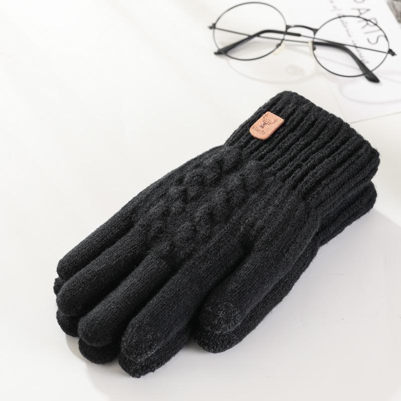 Unisex Korean Thick Knitted Wool Touchscreen Gloves for Autumn & Winter