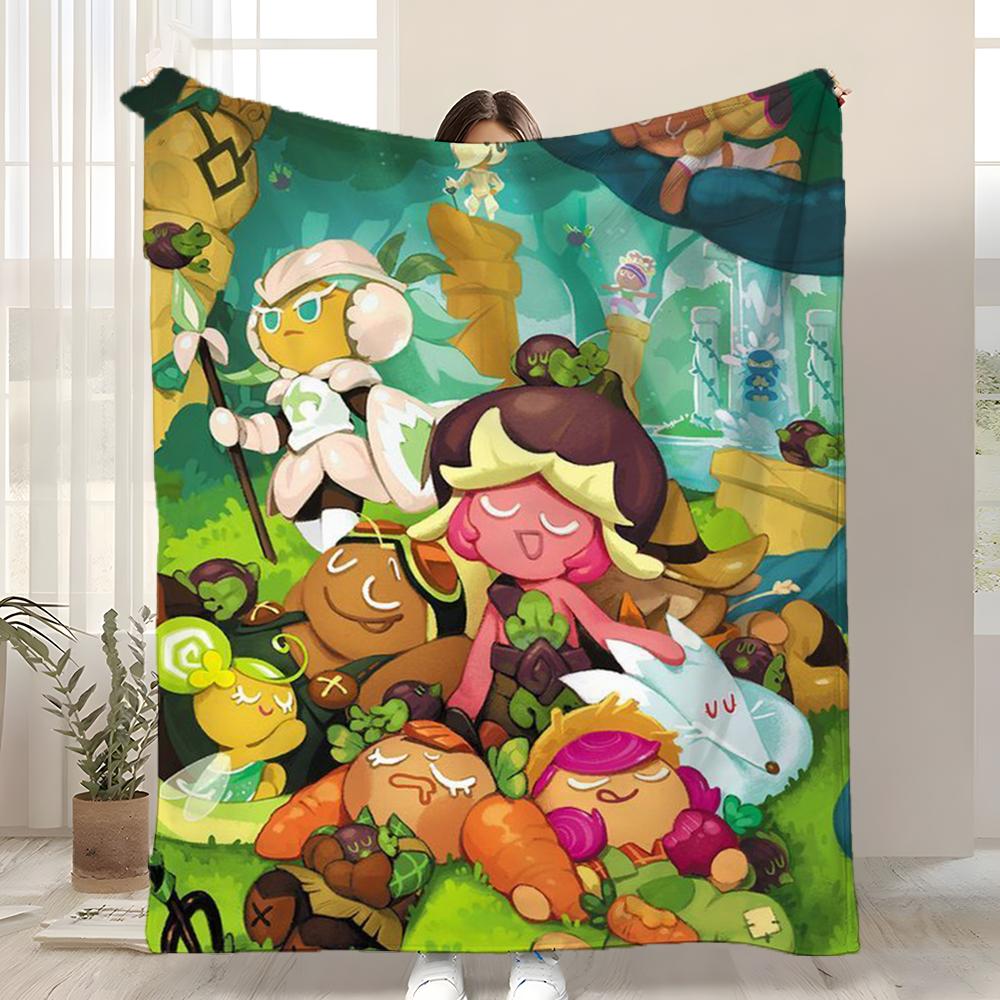 Hot Game C-Cookie Run Kingdom Throw Kid-Friendly Flannel Throw Blanket Soft Warm Anti-Static Washable All Season