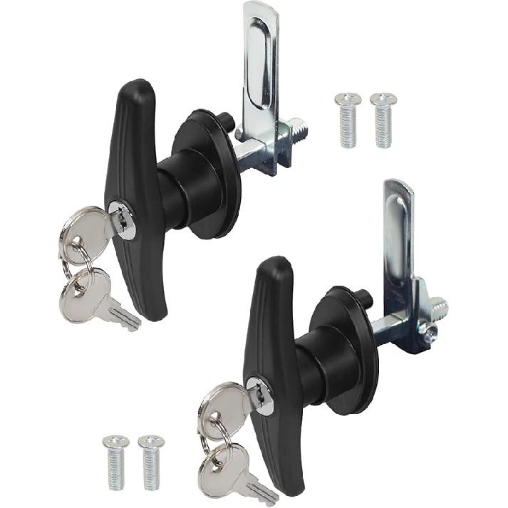 Truck Cap T-Handle Lock For Camper Shell Replacement Locking Latch Parts, Truck Bed Topper Door Locking Accessories Kit With Keys - L&R