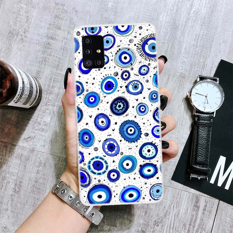 Lucky Blue Evil Eye Phone Case For Samsung Galaxy A14 A15 A13 A12 A54 A55 A53 A52 A04S A24 A25 A23 A22 A34 A35 A33 A32 A03S A02S