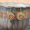 Vintage Ethnic Colorful Drop Oil Flower Round Earrings for Women Boho Elegant Rice Wooden Beads Dangle Earrings Jewelry Gift