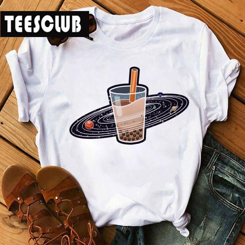 Milk Tea Cat Print Bubble Tea Animal TShirt Unisex Couple Trendy Personalized Womens Clothing Soft Cotton Short Sleeve Tshirt