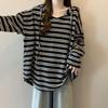 Korean Style Maternity Striped Hoodie T-shirt - Loose Fit, Versatile, Age-Reducing Spring Wear