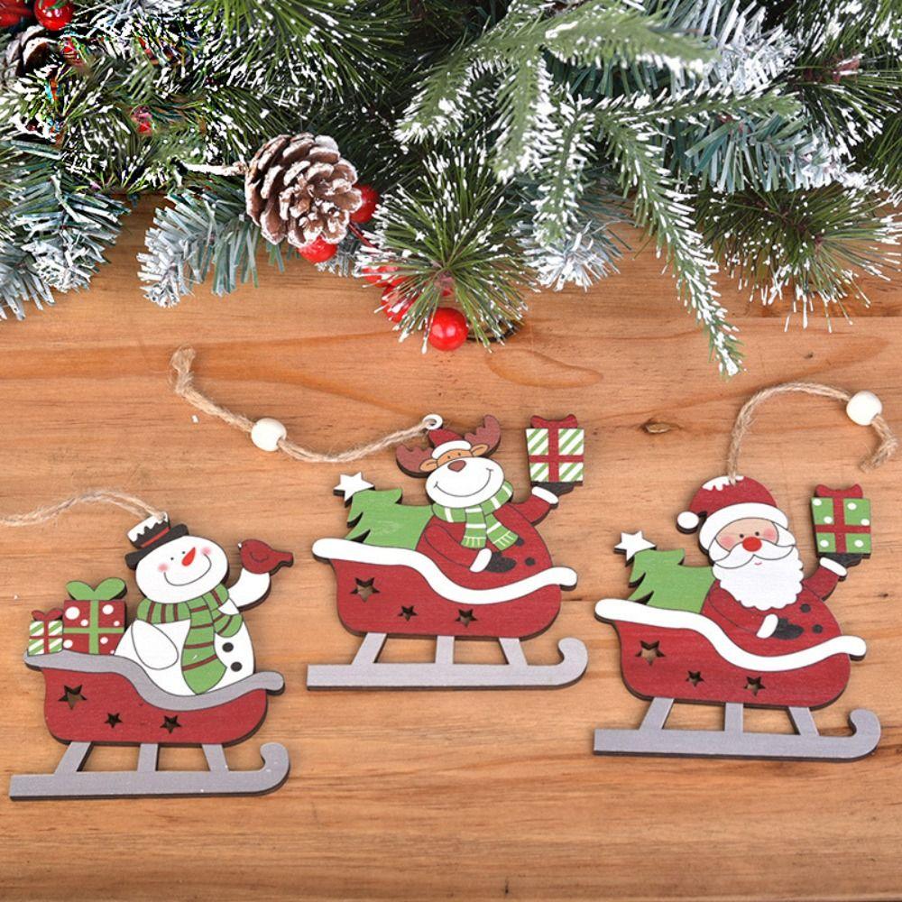 Snowman Deer Wooden Santa Hanging Ornaments Wooden Christmas Snowman Pendant  Christmas Gifts