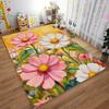 Colorful Floral Pattern Carpet with Pink and White Blossoms Design Suitable for use as an anti-slip for living room bedroom sofas