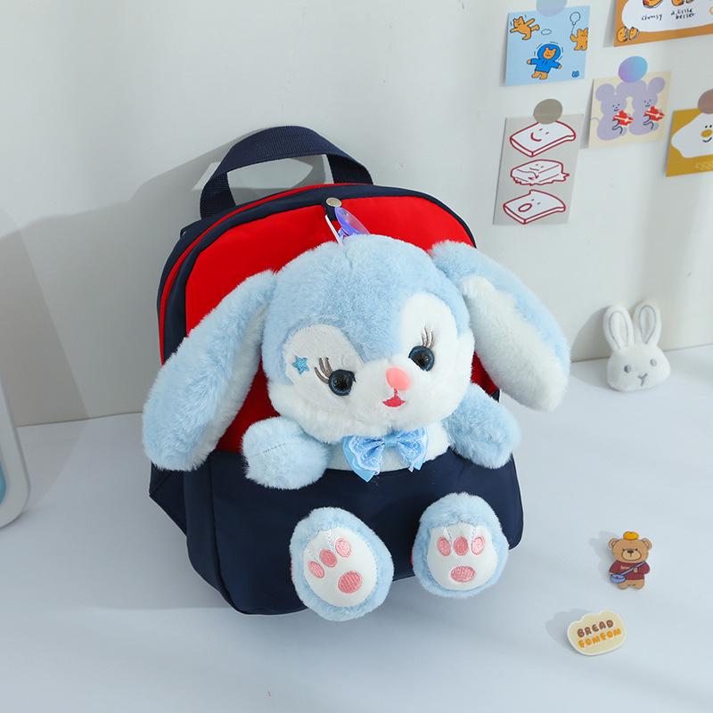 

2022 Cute Plush Rabbit Doll Kindergarten Backpack for Grades 1-3 темно-синий