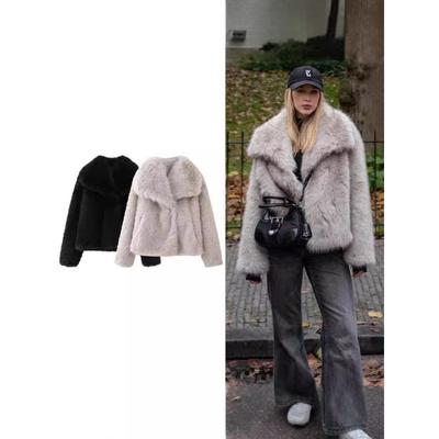 Herbst Winter Frauen Casual Faux Pelz Jacken Mode Streetwear Solide Übergroßen Drehen Unten Kragen Elegante Dicke Mäntel