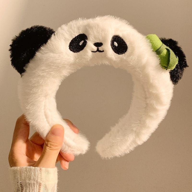 Cute Panda Hair Bands Women Face Wash Special Non-slip Headband Cartoon Plush Wide Edge Headband Girls Hair Accessories