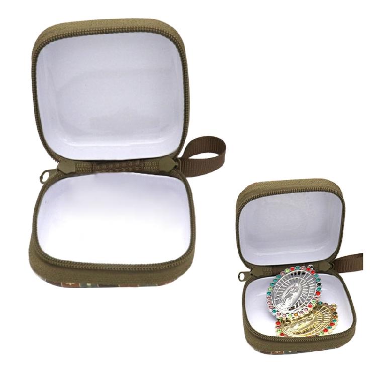 Catholic Rosary Pouch Religious Jewelry Storage Box Rosary Prayer Bag with Zippers Closures Coin Purses for Earrings