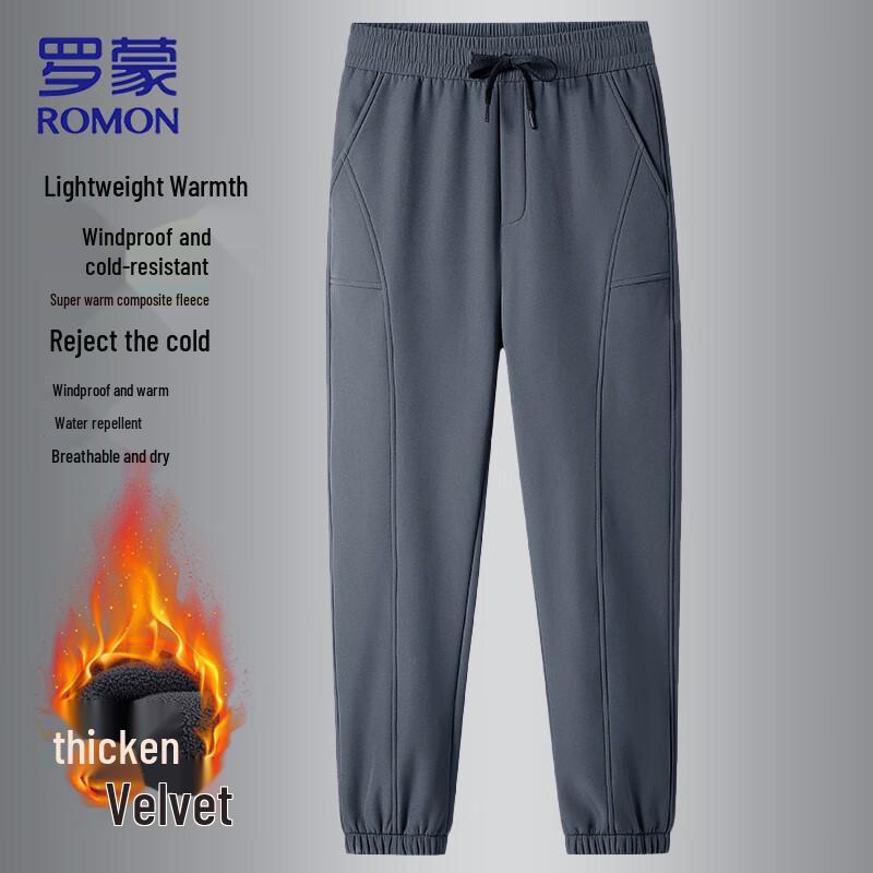 ROMON Men's Warm Fleece-Lined Casual Trousers