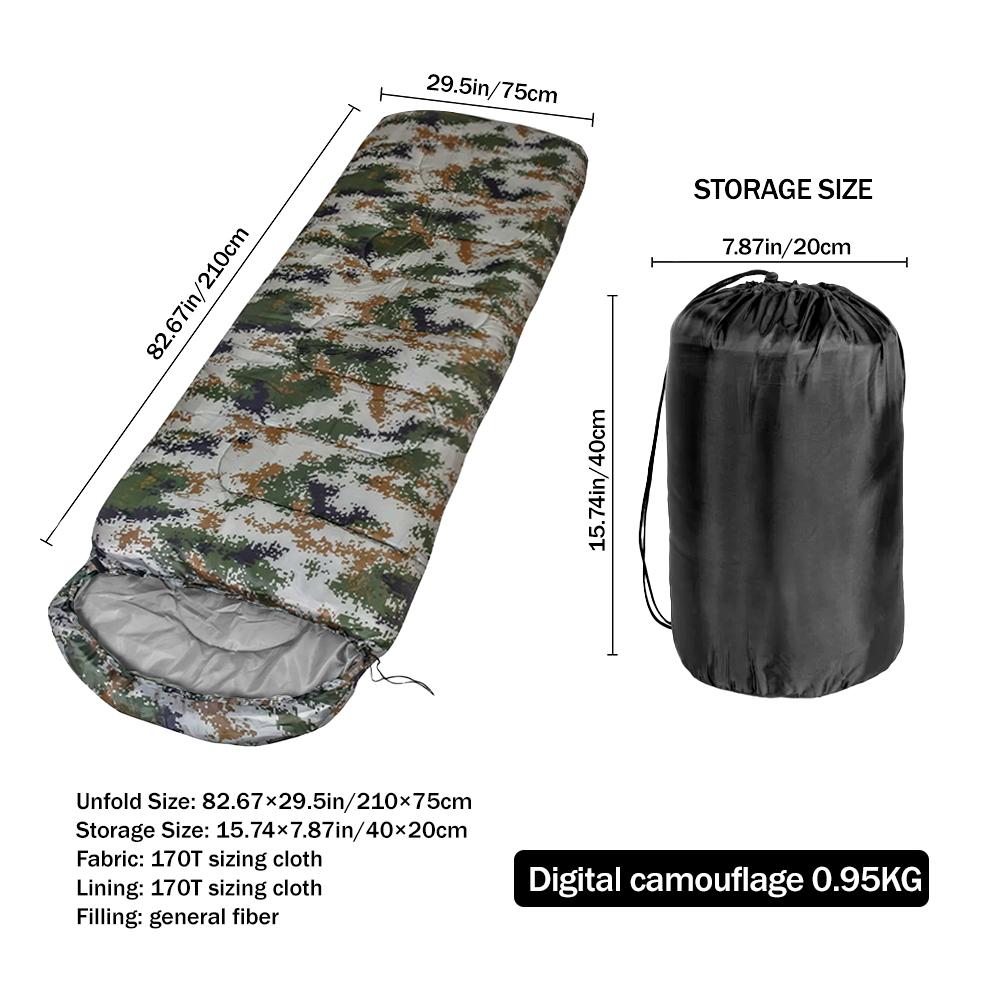 Lightweight Camouflage Cold-Proof Warm Zippered Sleeping Bag Envelope For Home Outdoor Camping Hiking Thermal Insulation Quilt