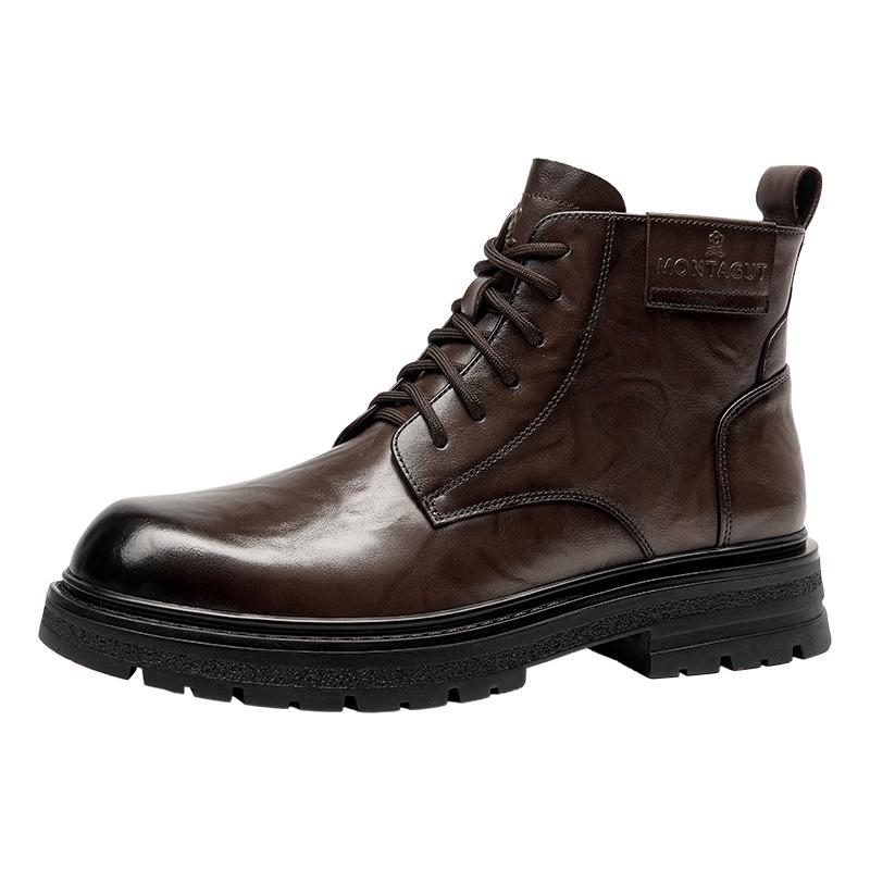 MONTAGUT Men s High-Top Plush-Lined Martin Boots 42