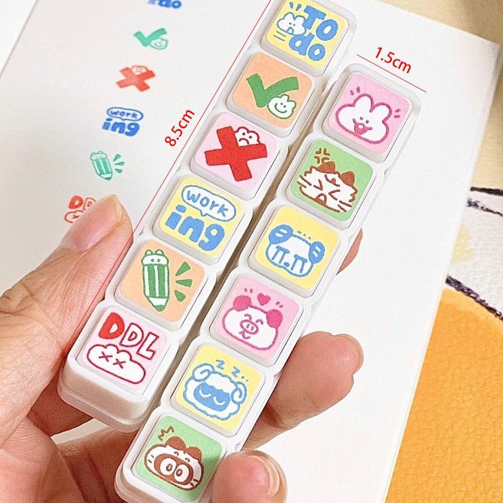 Cartoon Animal DIY Stamps Kawaii Reward Stamps Creative Seal Stamp Set Daily Decorative