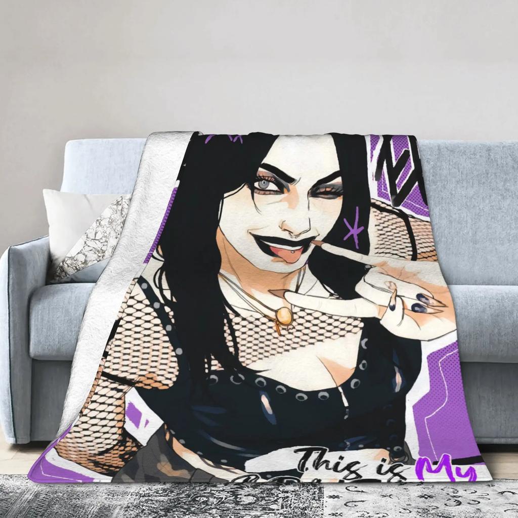 Rhea Ripley Wrestler Flannel Blanket Winter Warm Soft Throw for Kids Living Room Aesthetic Bedspread Sofa Bed Cover