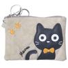 Katzen-Passhülle mit Aufrollmechanismus, Reißverschluss und ausziehbarem Münzbeutel mit ausziehbarem Band (beige)