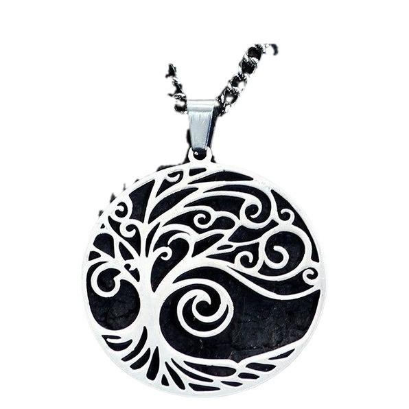 New Nordic Style Round Hollow Tree of Life Necklace Fashion Accessories for Men and Women