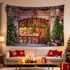 Festive Home Decor Tapestry Christmas Tapestry, Winter Snow Scene Backdrop, Xmas Tree Fireplace Decorative Fabric for Wall Hanging Bedroom Living Room