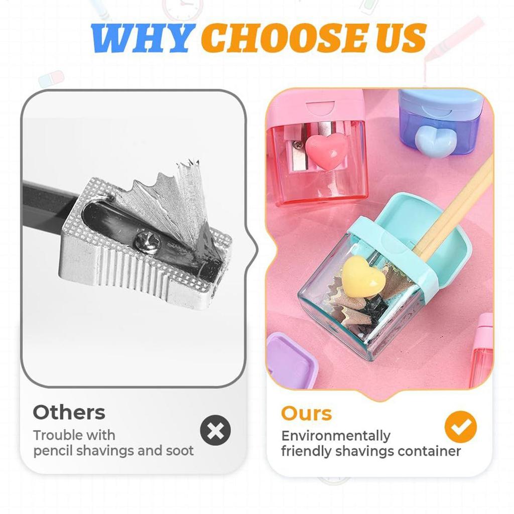 Double Hole Pencil Sharpener With Lid Portable For Classroom & Home Use Sharpener For Colored Standard Pencils