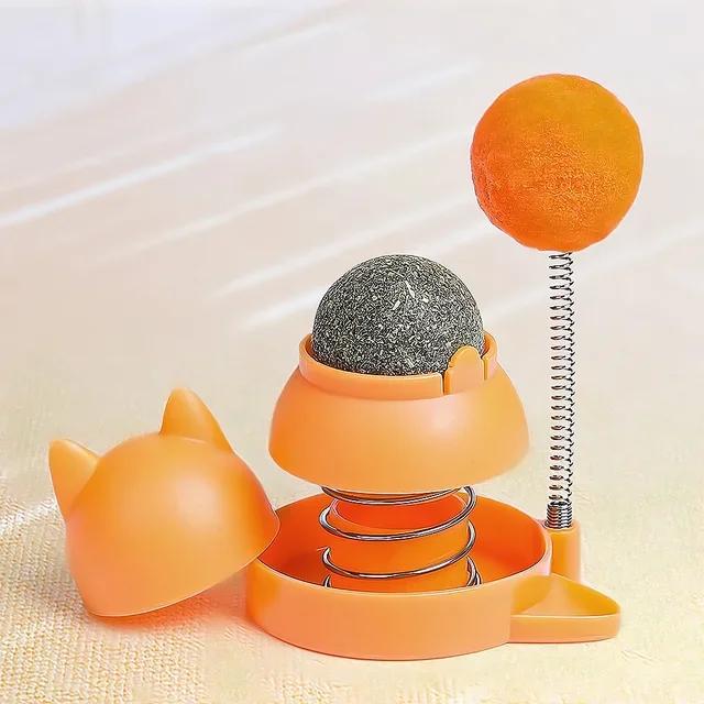 

Natural Catnip Cat Rotatable Catnip Spring Ball Toys Clean Mouth Promote Digestion Pet Cat Toys помаранчевий