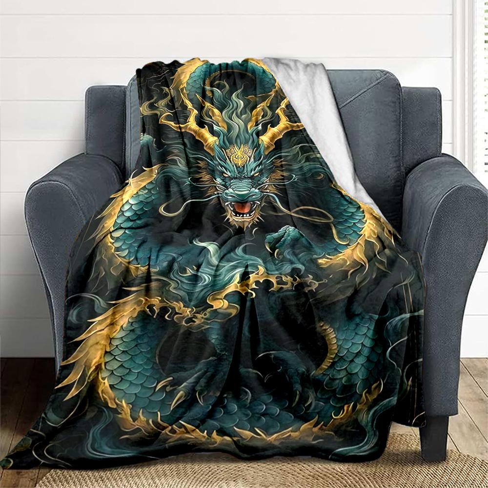 1PC Dragon Print Print Blanket, Soft Throw Blanket - Warm & Cozy for Couch, Bed, Office, and Travel yy250912194