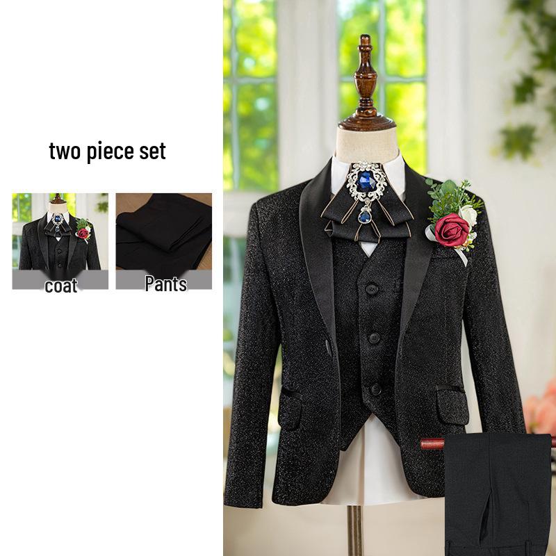 Boys' Silver Sequin Suit Set - Performance & Ceremony Outfit