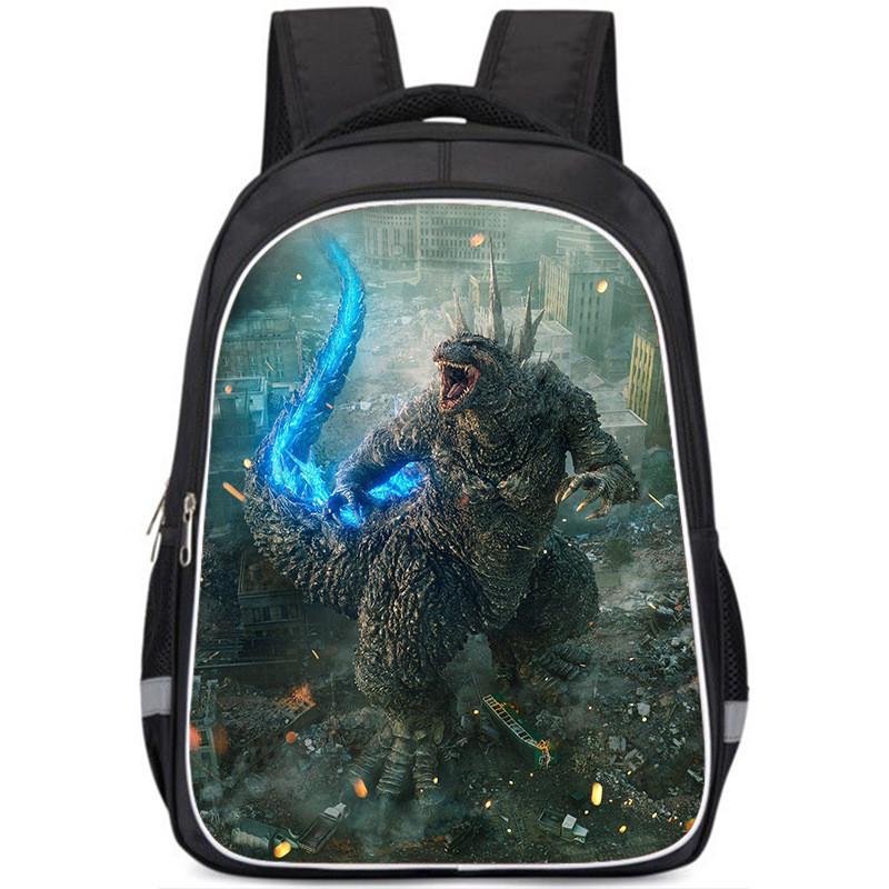 Godzilla Backpack Large Capacity School Bag With Movie Poster Print For Boys Nylon Material