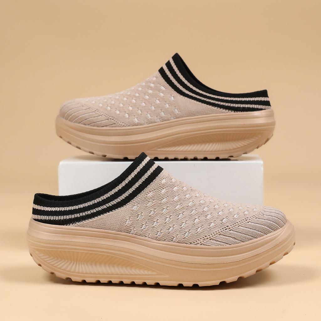 TUINANLE Platform Thick-soled Slippers for Women Retro Wear Half-slippers Spring and Autumn Casual Comfortable One-foot  Shoes