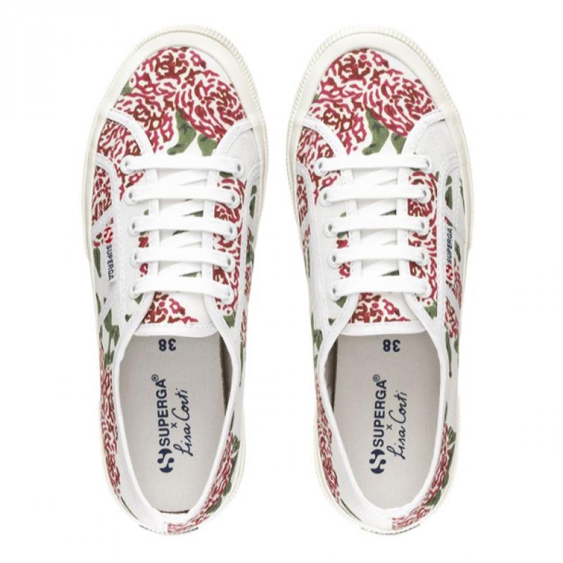 Superga X Risacorti 2750 Leopard Blume Weiß Rosa S3136dwa00