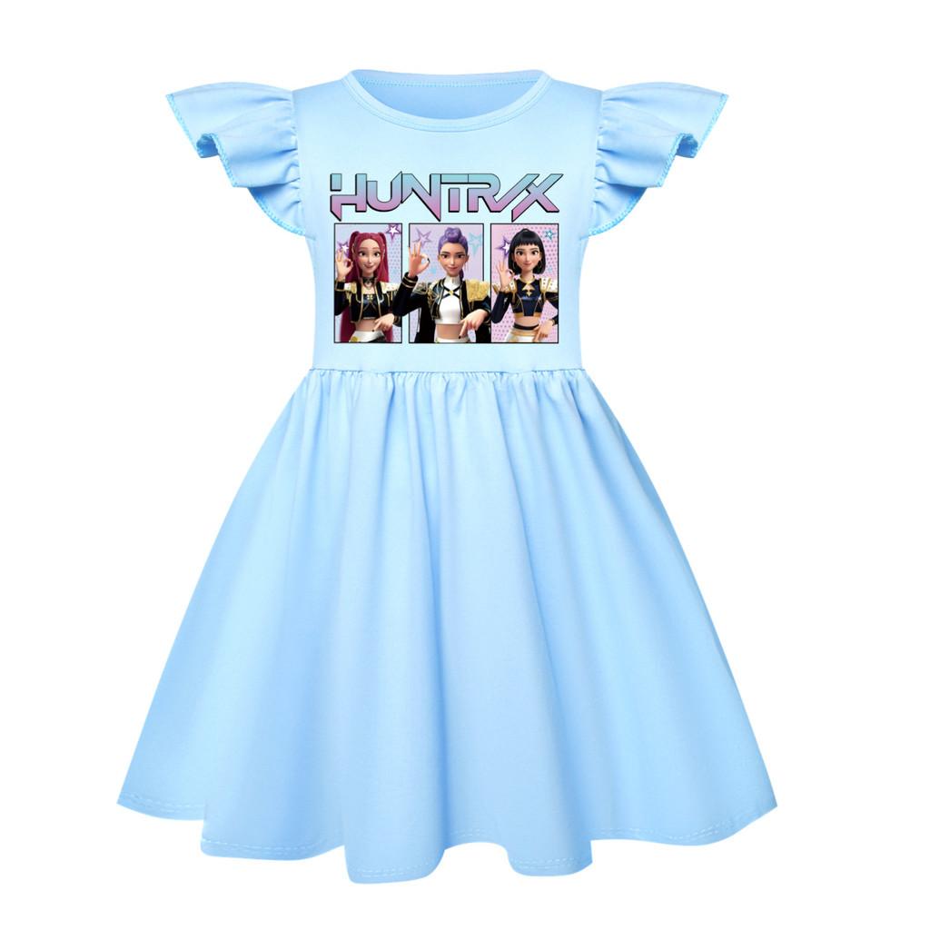 

5233 Детское платье для девочек Мира Зои Руми с принтом и оборками, с короткими рукавами, повседневное 150cm светло-синий