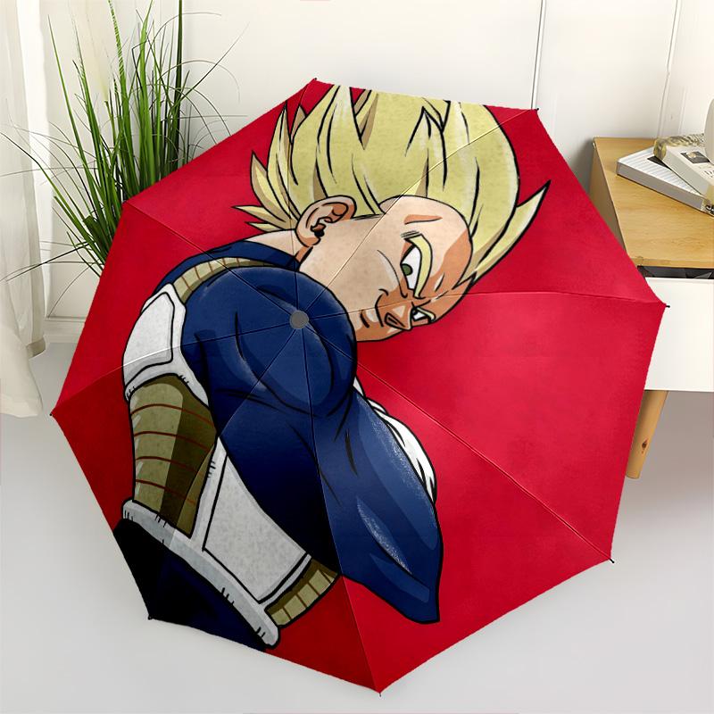 1 PC Automatic Folding Umbrella - Vegeta Pattern Portable Foldable Design With 8 Ribs Christmas Birthday Gifts