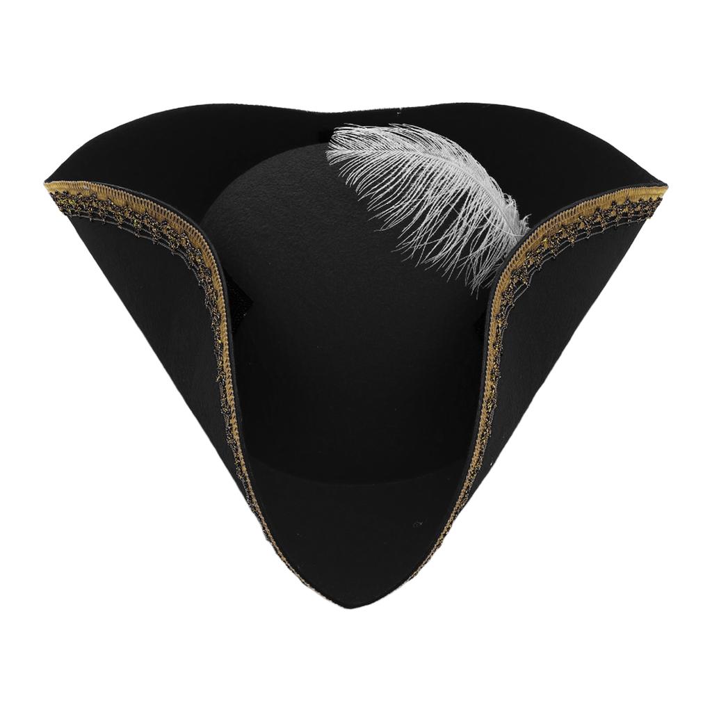 Unisex Halloween Pirate Hat Tricorn Style Distressed Felt with Metallic Brim Cosplay Accessory 1Pc