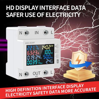 8 In 1 WiFi Smart Earth Leakage Over Under Voltage Protector Relay Device Switch Breaker Energy Power kWh Meter Smart Life 63A