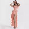Summer Sexy Ruffled Slit Sleeveless Off-shoulder Dress for Women