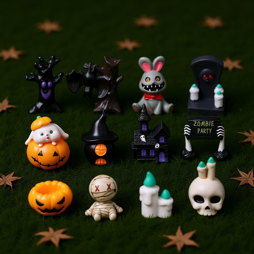 Resin Miniature Ornament Miniature Desktop Ornament Halloween Figurine Pvc Holiday Decorative Figurine For Indoor Decoration