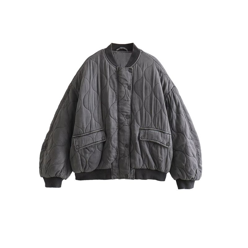 

Kaslead New Arrival Women s Clothing Fashion Style Cotton-Padded Jacket Loose Pilot Jacket Outwear 4088243 802 Gray L