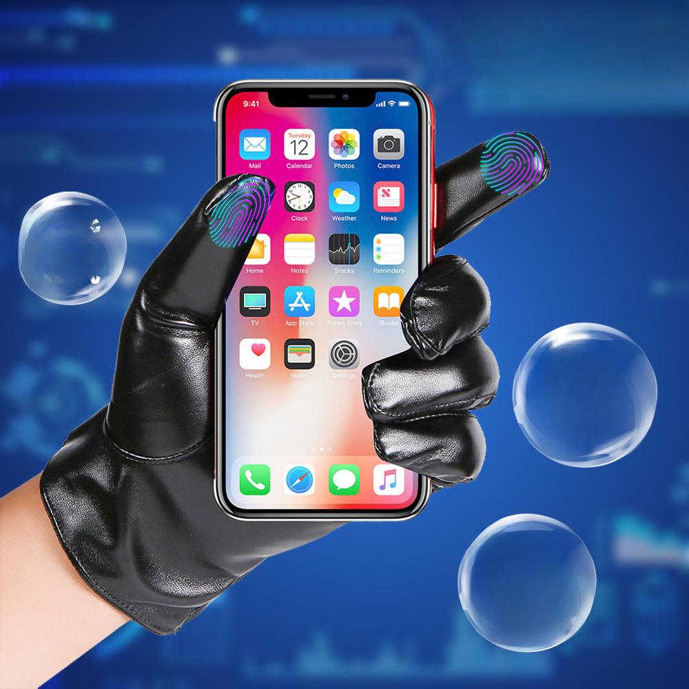 Warm Gloves Plus Velvet Thickened Outdoor Cycling Waterproof Windproof Cycling Men's PU Leather Autumn and Winter Touch Screen Gloves