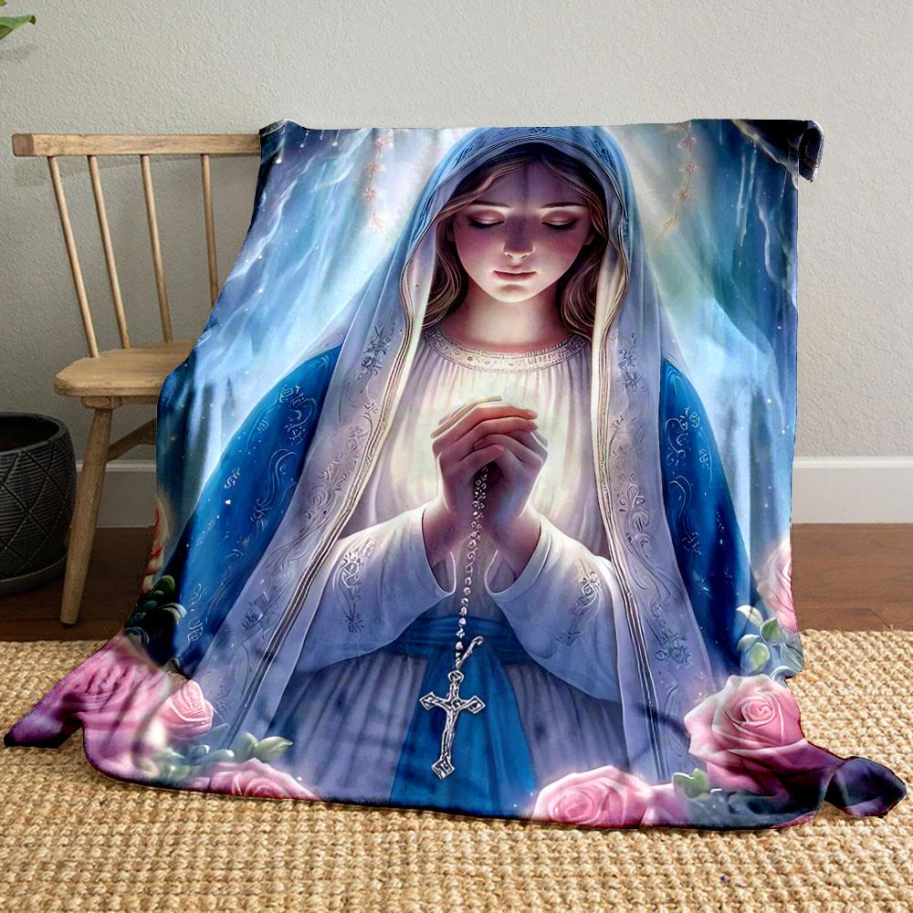 

Virgin Mary Praying Roses Blanket Printed Blanket for Living Room Bed Couch lunch break Soft Cozy Blanket for Friend s festival Gift 80cm x 120cm