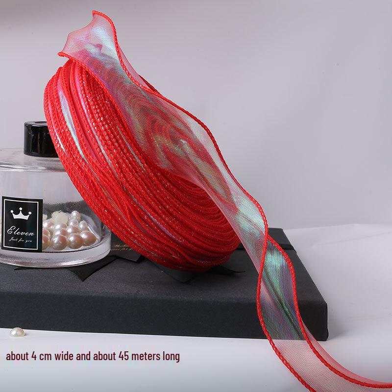 Curled Fish Tail Yarn Ribbon - 50 Yards Wavy Edge for Cake & Flower Decoration