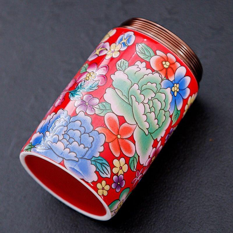 Chinese Ceramic Color Pattern Candy Jar Sealed Portable Tea Jar Household Multifunctional Jewelry Nut Powder Storage Bottle New