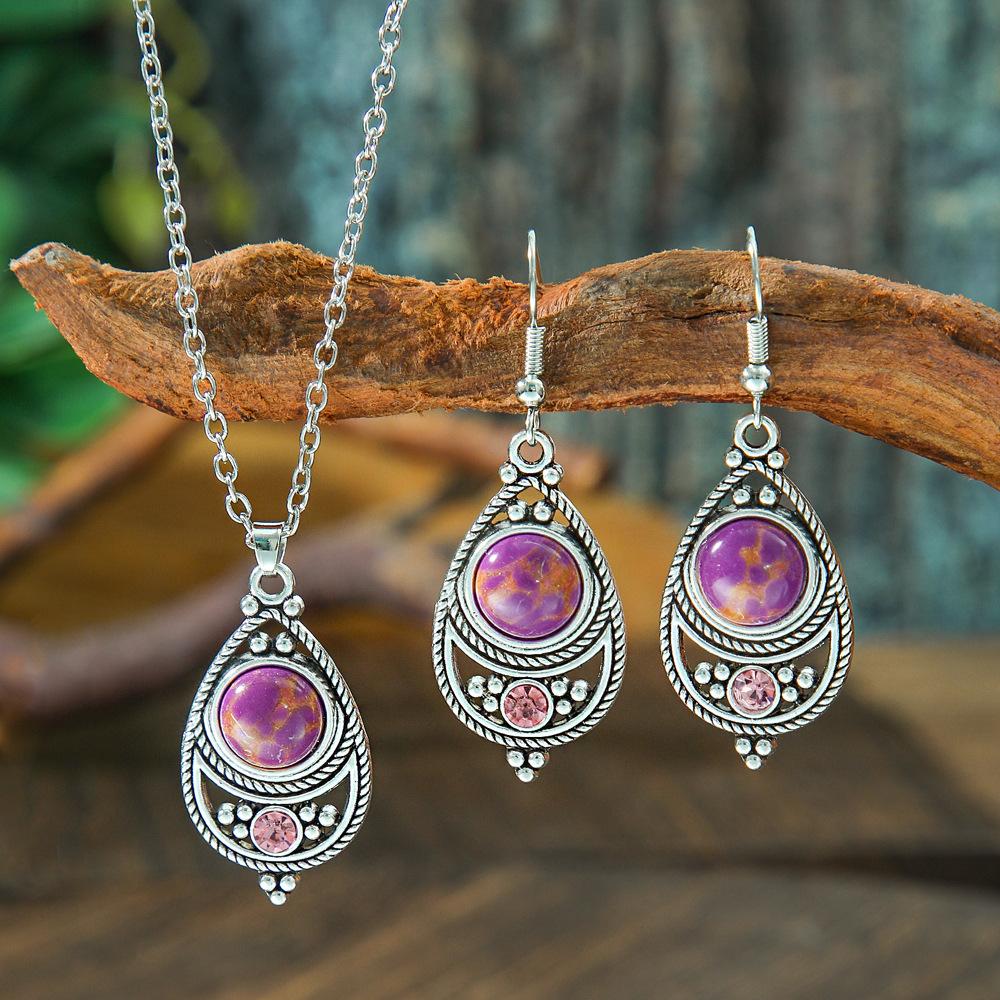 Popular Alloy Diamond Earrings Necklace, Geometric Personality Bohemian Ethnic Style Jewelry Yiwu