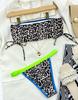 Women's Swimsuit Sexy Tube Top Leopard Print Panelled Low Waist Bandage Bikini Set