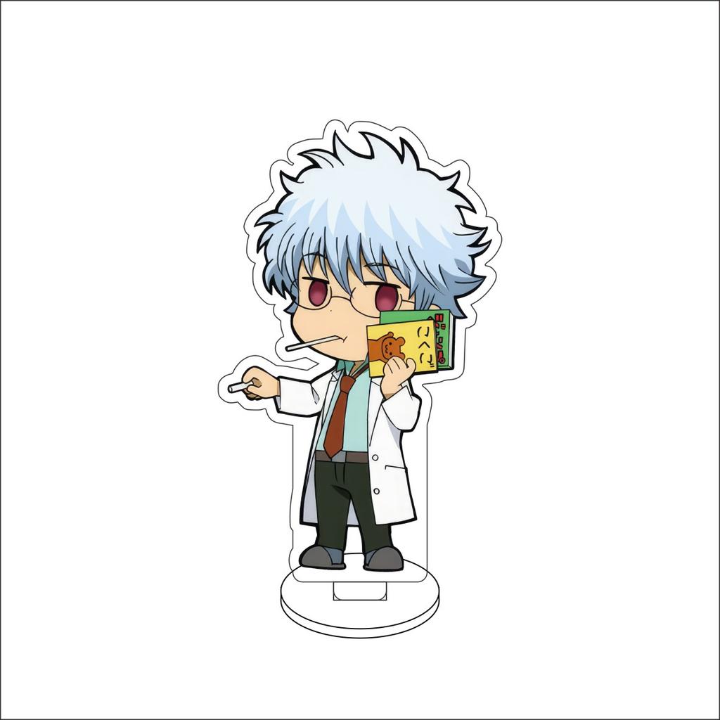 10CM Anime GINTAMA Figure Stand Model Sakata Gintoki/Shimura Shinpachi/Kagura/Sadaharu Cute Desk Decor Standing Sign Gifts
